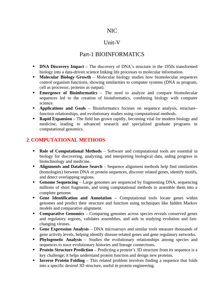 NIC-UNIT-V | PDF | Bioinformatics | Sequence Alignment