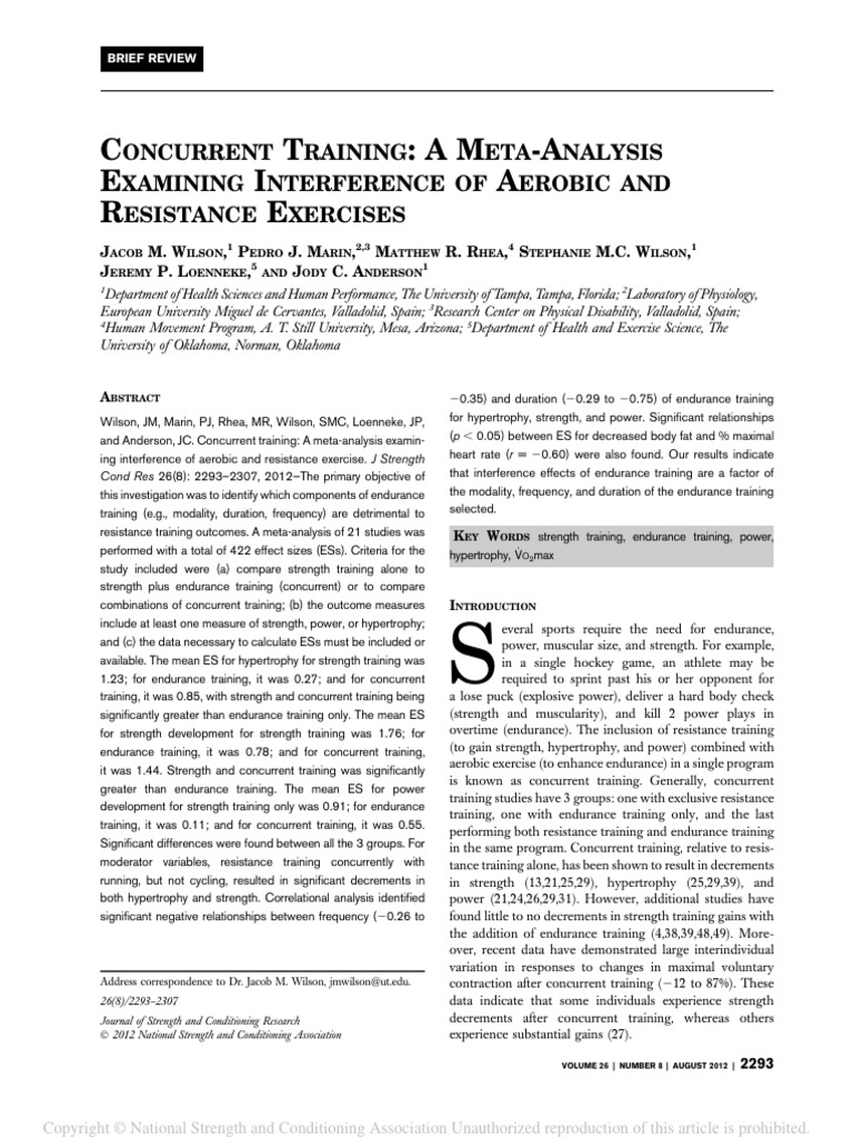 Concurrent Training- A Meta-Analysis Examining Interference of Aerobic ...