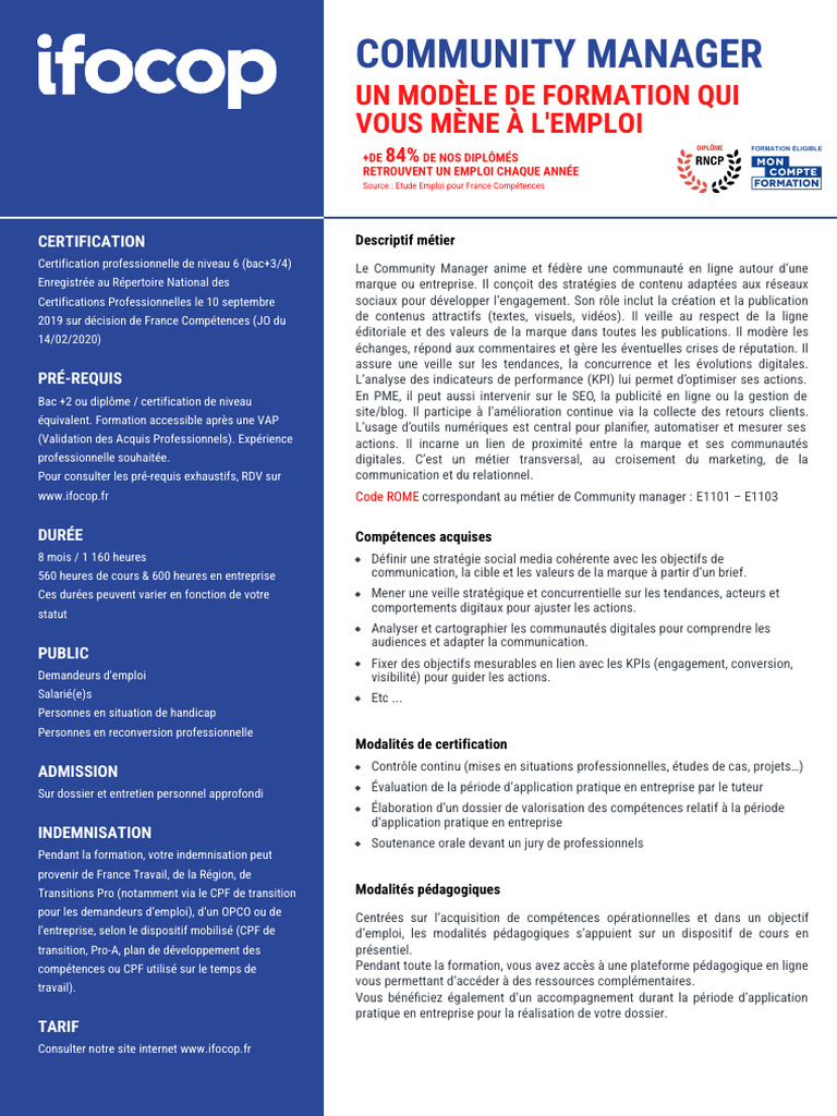 Formation Community Manager certifie | PDF | Commercialisation