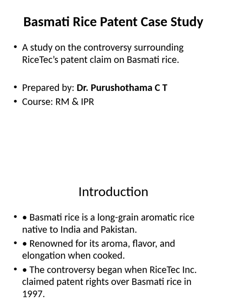 Basmati Rice Patent Case Study | PDF