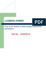 Luqman Ahmed: Roll No. AH522519