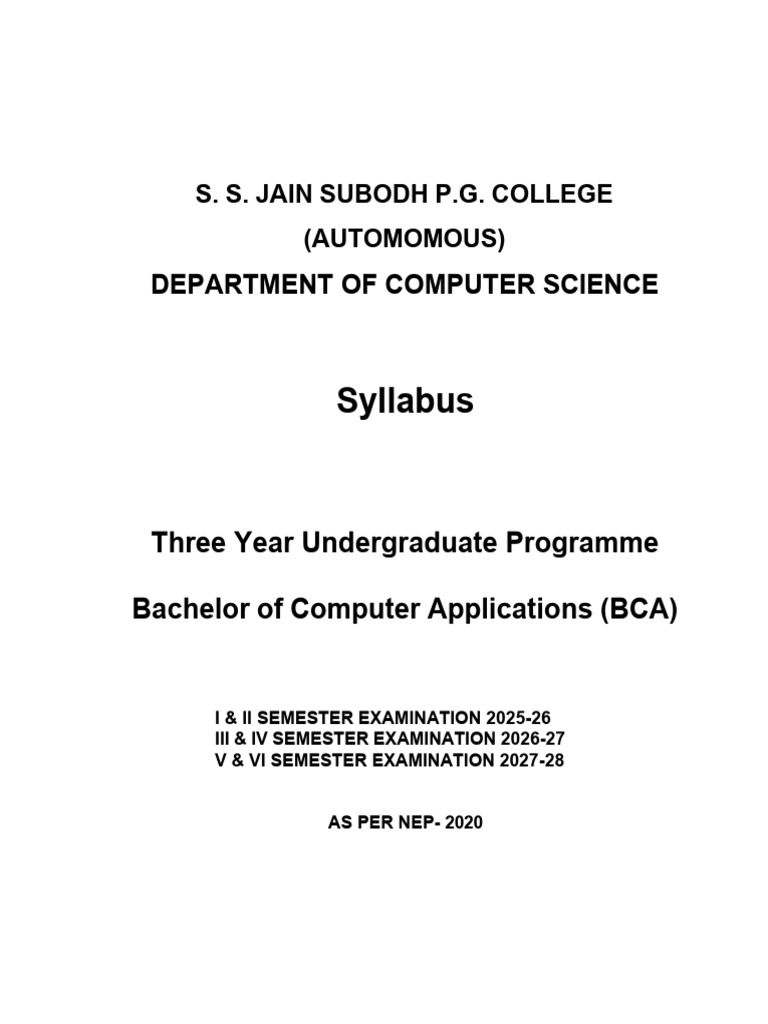 BCA Syllabus and Exam Scheme 2025-28 | PDF | Html Element | Html