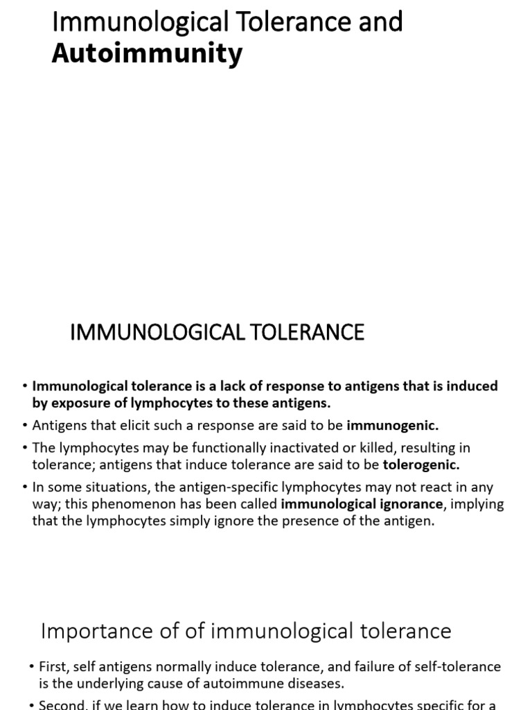 Understanding Autoimmunity and Tolerance | PDF | Immune Tolerance | T Cell