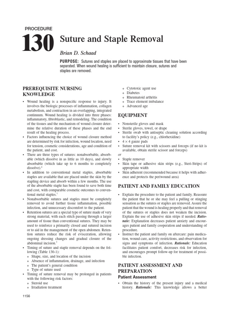 Suture and Staple Removal Procedure Guide | PDF | Wound | Surgical Suture