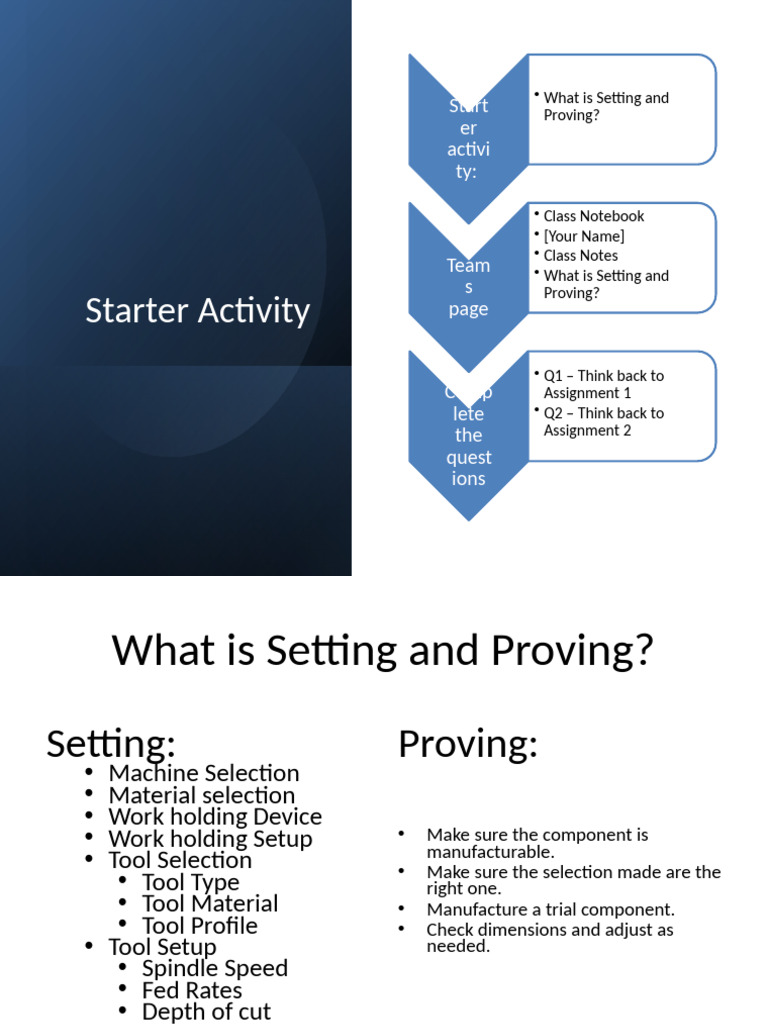 Understanding Setting and Proving in Manufacturing | PDF