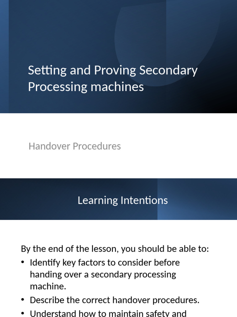 Secondary Processing Machine Handover Guide | PDF
