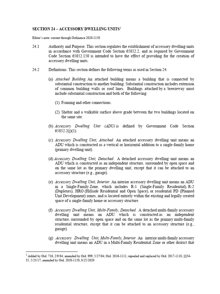 Section 24 Accessory Dwelling Units October 2020 | PDF | Zoning | Building