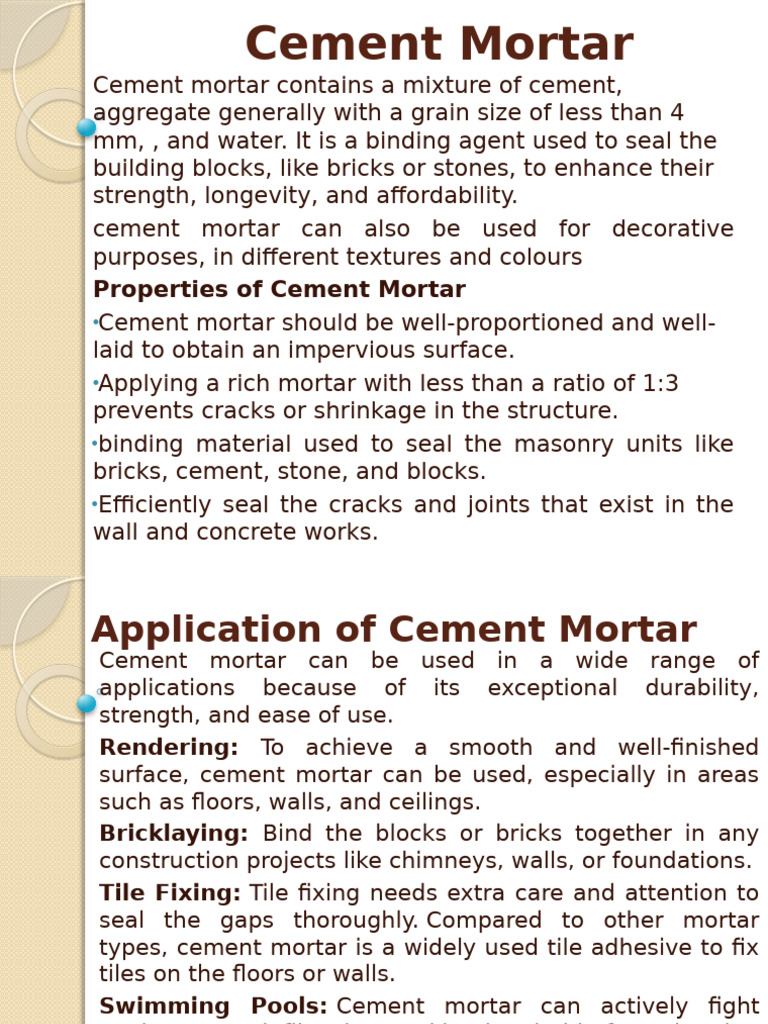 Unit-4 Cement Mortar | PDF