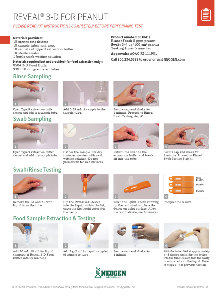 Peanut Testing Instructions with Reveal 3-D | PDF