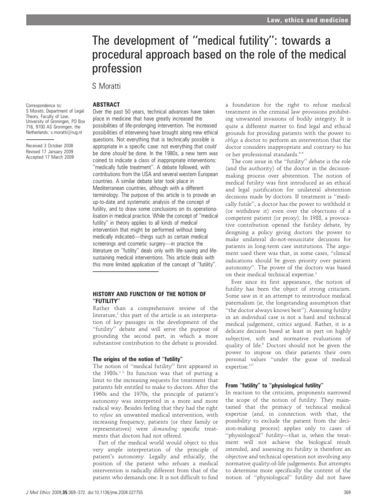 Understanding Medical Futility in Practice | PDF | Informed Consent ...
