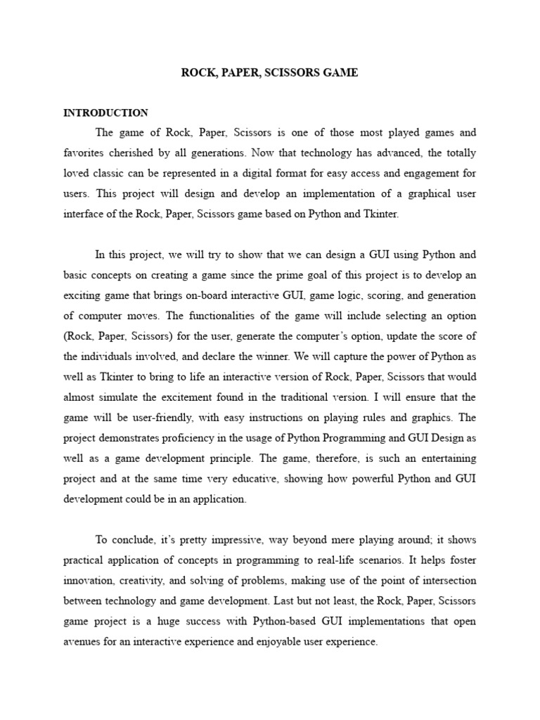Python Rock Paper Scissors GUI Game | PDF | Graphical User Interfaces ...