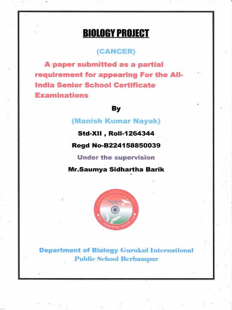 Cancer Project Report for AISSE | PDF