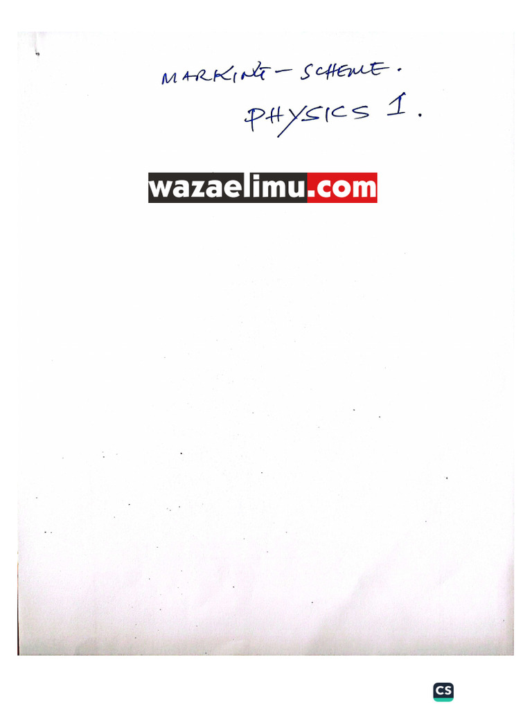 Marking Scheme Physics 1 | PDF