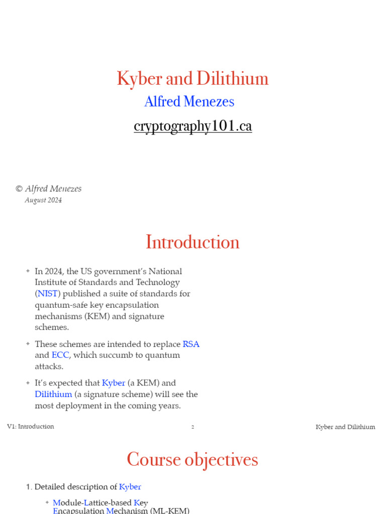Kyber and Dilithium: Post-Quantum Standards | PDF | Quantum Computing ...