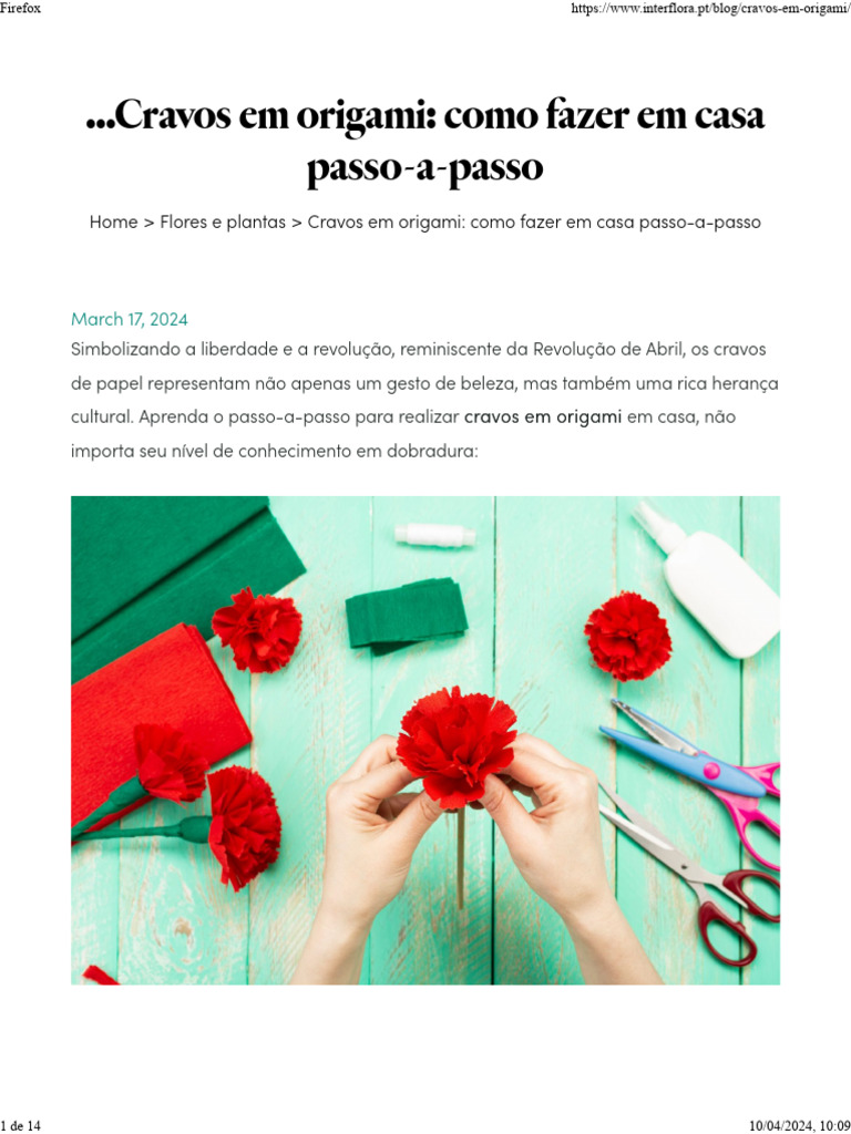 Cravos em Origami: Passo a Passo Fácil | PDF | Origami