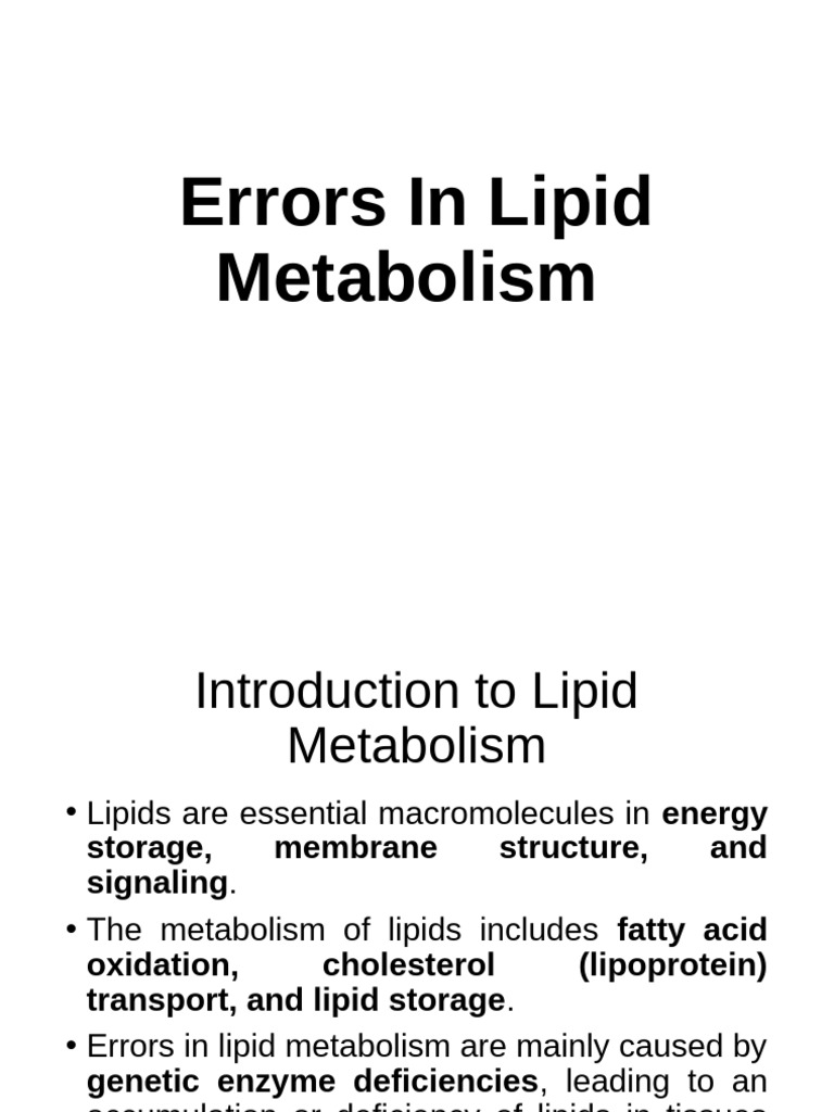 Errors in Lipid Metabolism Explained | PDF | Lipoprotein | Cholesterol