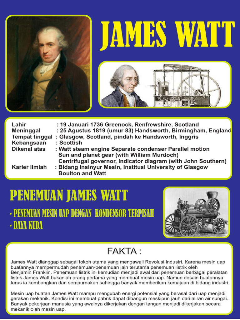 James Watt: Penemu Mesin Uap Terpisah | PDF