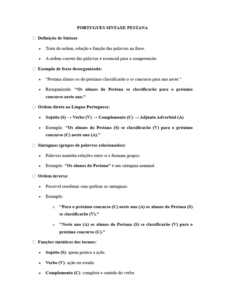 Sintaxe e Morfossintaxe em Português | PDF | Assunto (gramática) | Pronome