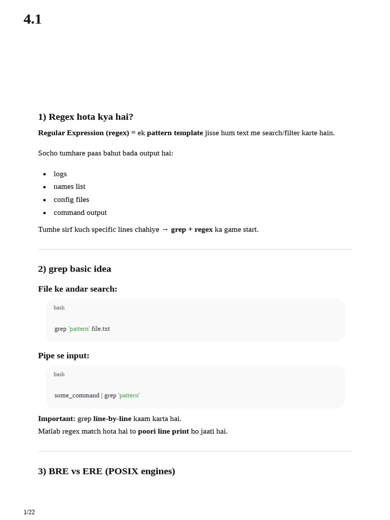 Regex and Grep Basics in Hinglish | PDF | Regular Expression | Computer ...