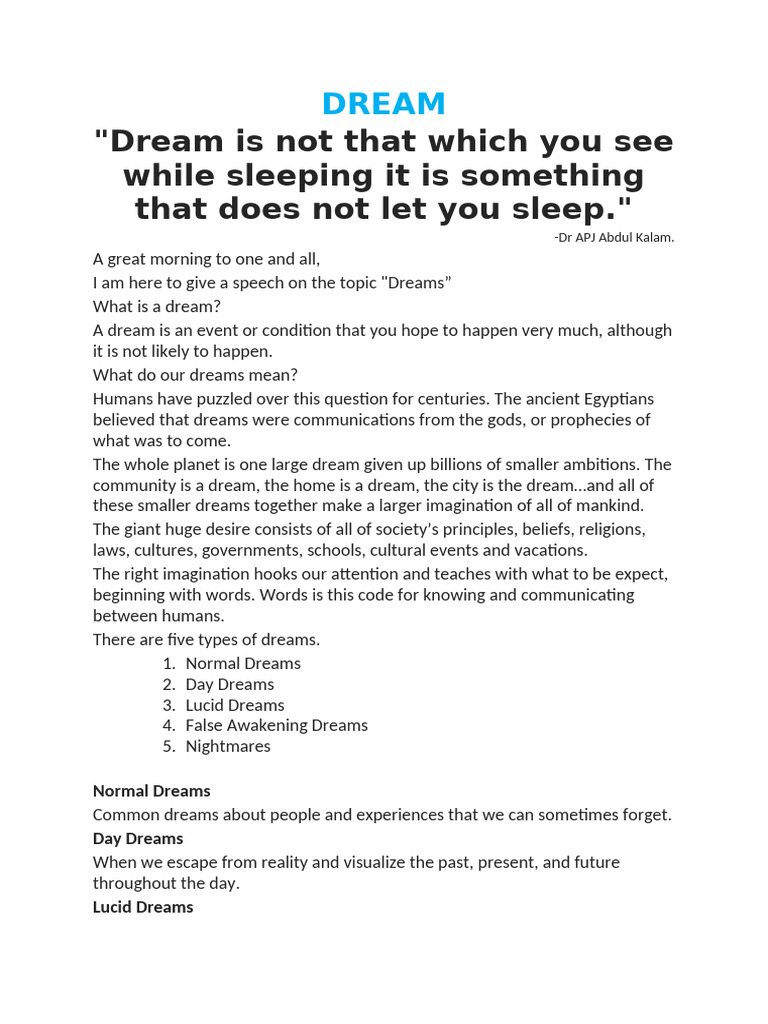 Understanding Different Types of Dreams | PDF