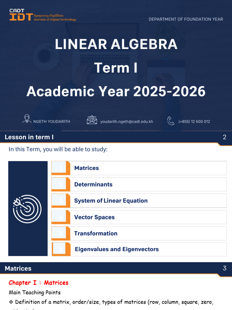 Linear Algebra Course Overview 2025 | PDF | Eigenvalues And ...