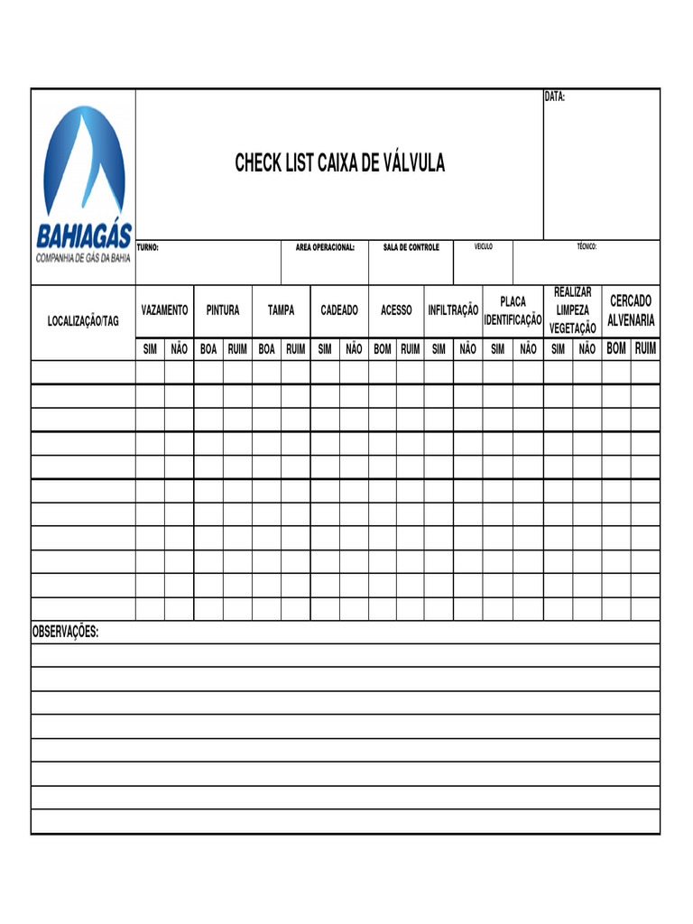 Checklist de Manutenção Operacional | PDF
