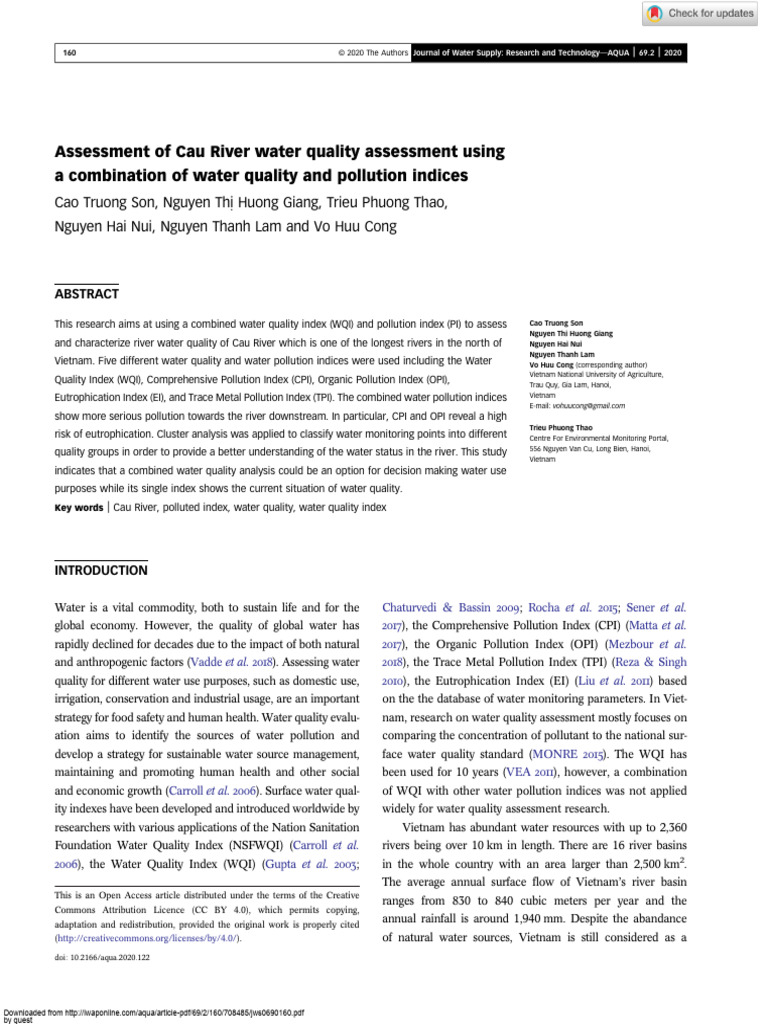 Cau River Water Quality Assessment | PDF | Water Quality | Water