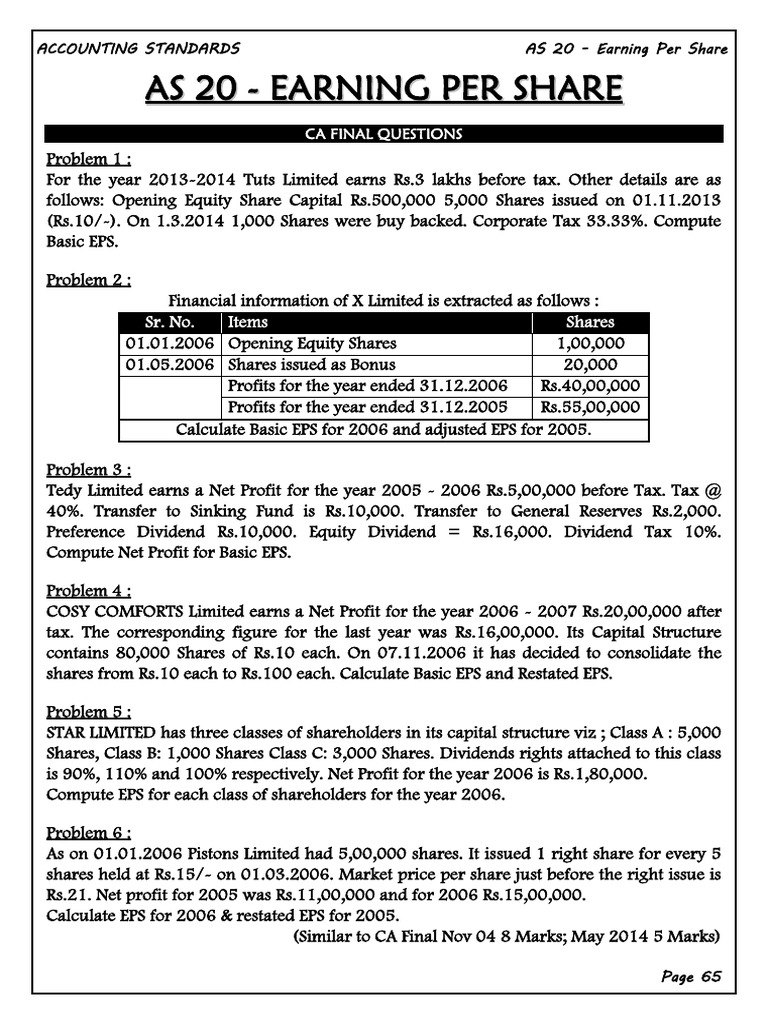 Basic and Diluted EPS Calculation Guide | PDF | Earnings Per Share ...