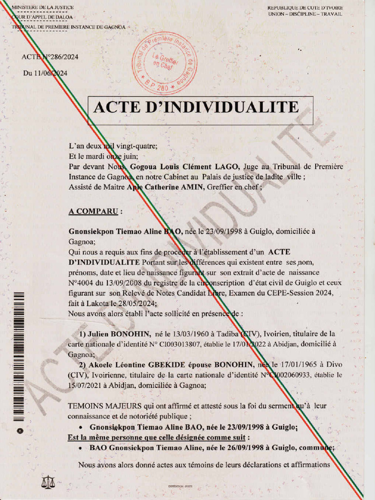 Acte D'individualite Compressed | PDF