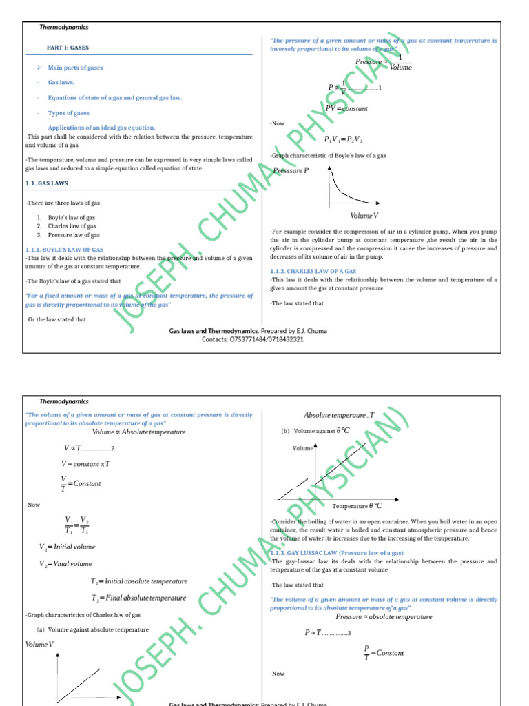 Gas Laws and Thermodynamics Explained | PDF | Gases | Temperature