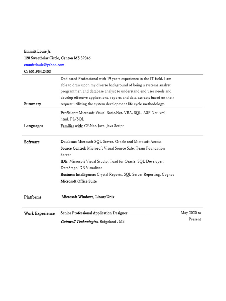 IT Professional with 19 Years Experience | PDF | Microsoft Sql Server ...