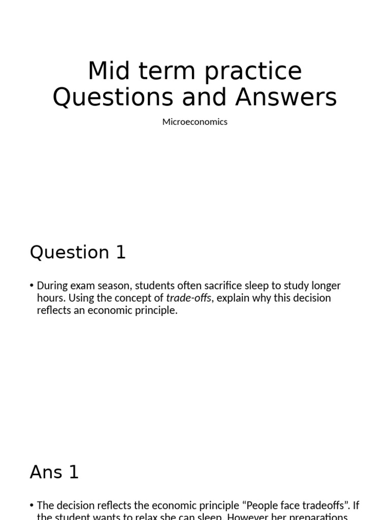 Lecture 10 - Mid Term Practice Questions and Answers | PDF | Price ...