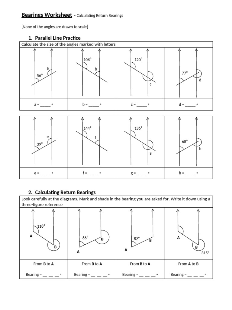 Bearings Calculation Worksheet | PDF