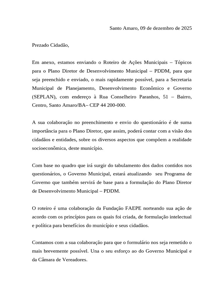 Roteiro de Ações para o PDDM 2025 | PDF | Planejamento urbano | Agricultura
