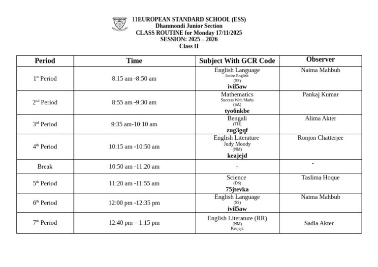 Online Routine With Observer Cl II - Monday 17 November 2025 | PDF