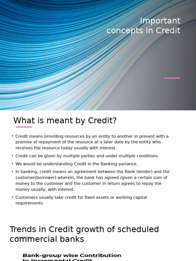 Key Concepts of Credit in Banking | PDF | Finance & Money Management ...