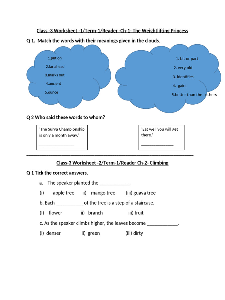 Class 3 & 5 Worksheets: English Skills | PDF | Pronoun | Linguistics