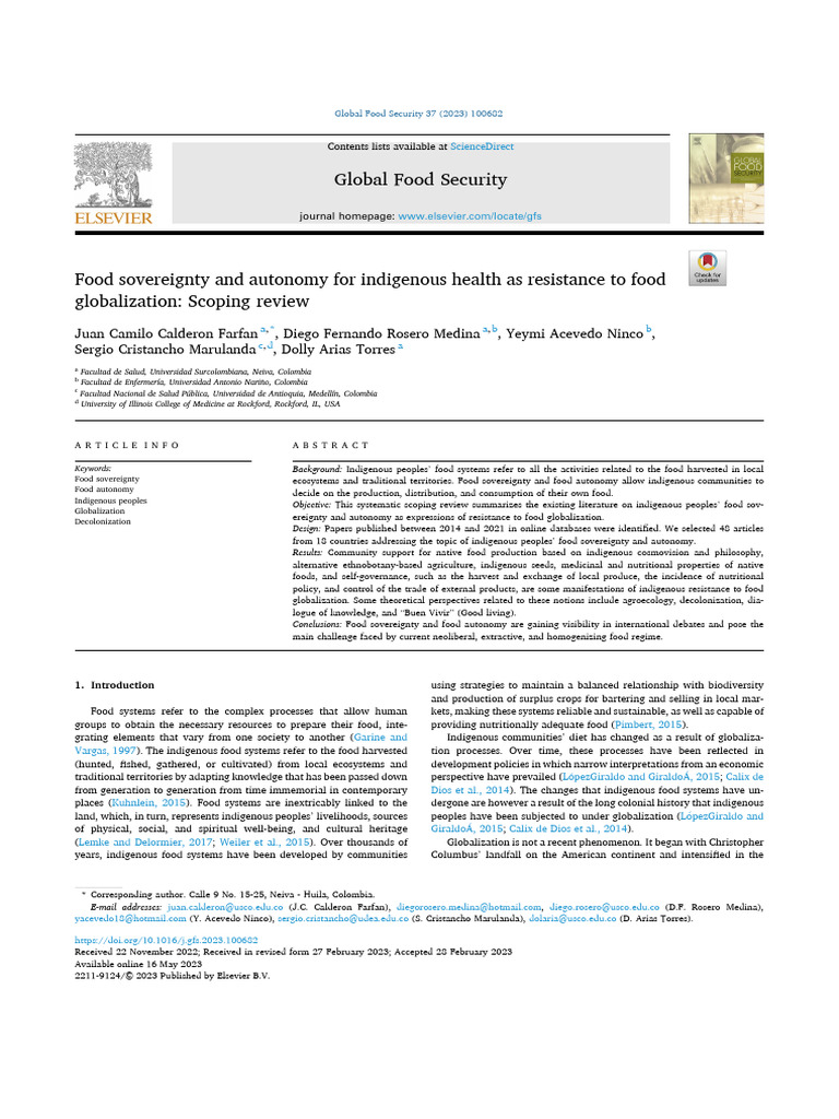 Indigenous Food Sovereignty Review | PDF | Agroecology