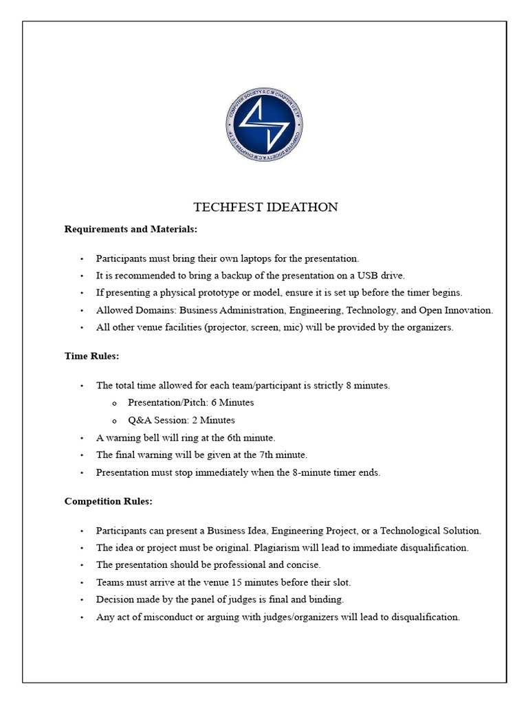 Techfest Ideathon Presentation Guidelines | PDF