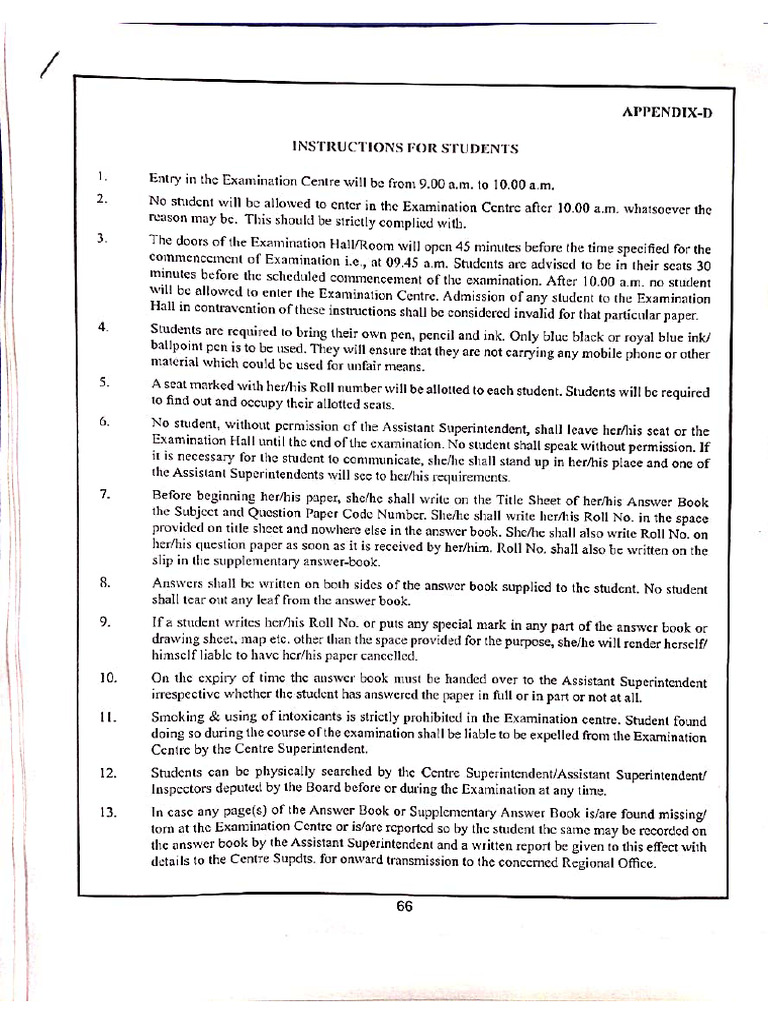 Instructions For Students | PDF