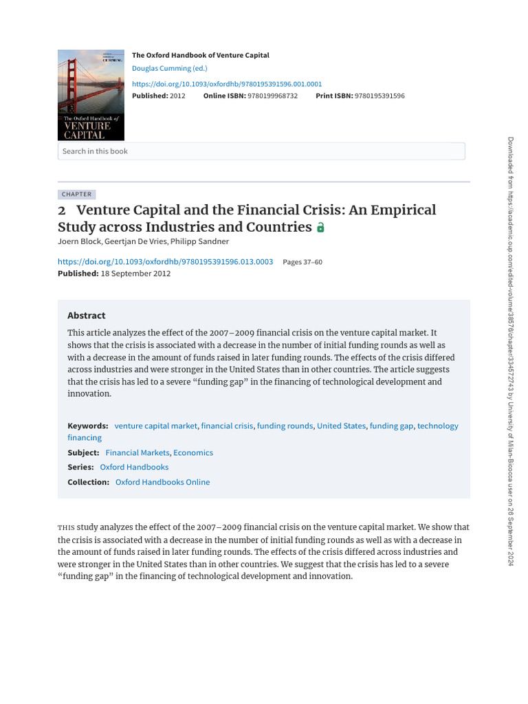 Impact of Financial Crisis on Venture Capital | PDF | Venture Capital ...