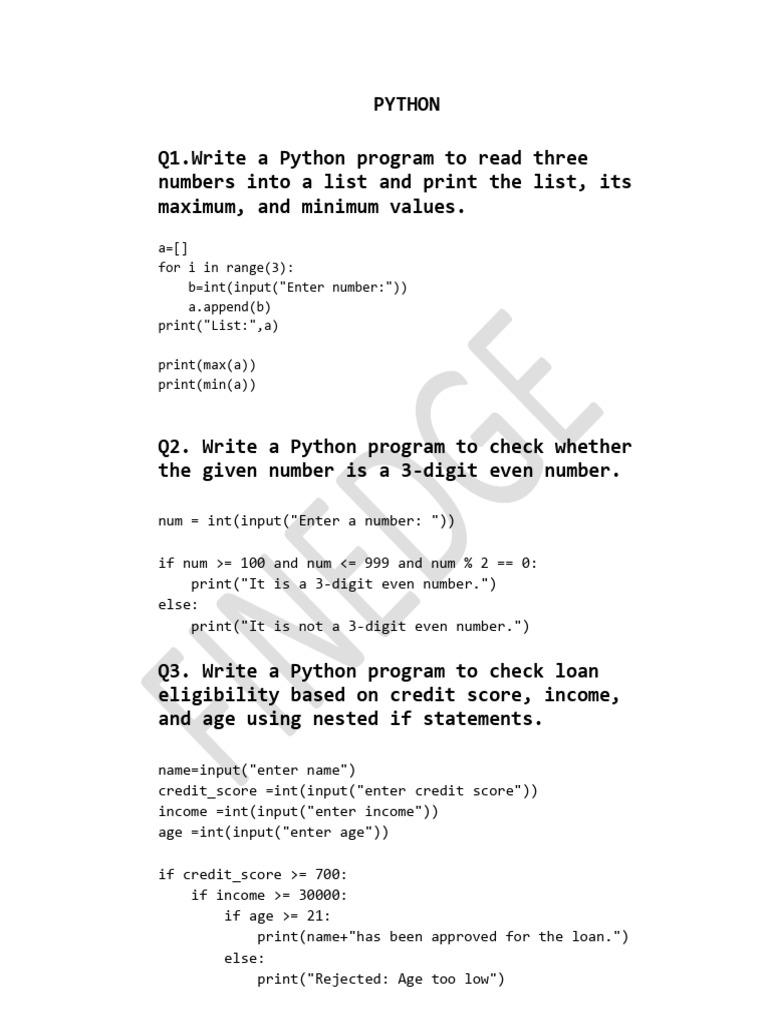Python and SQL Programming Exercises | PDF | Area