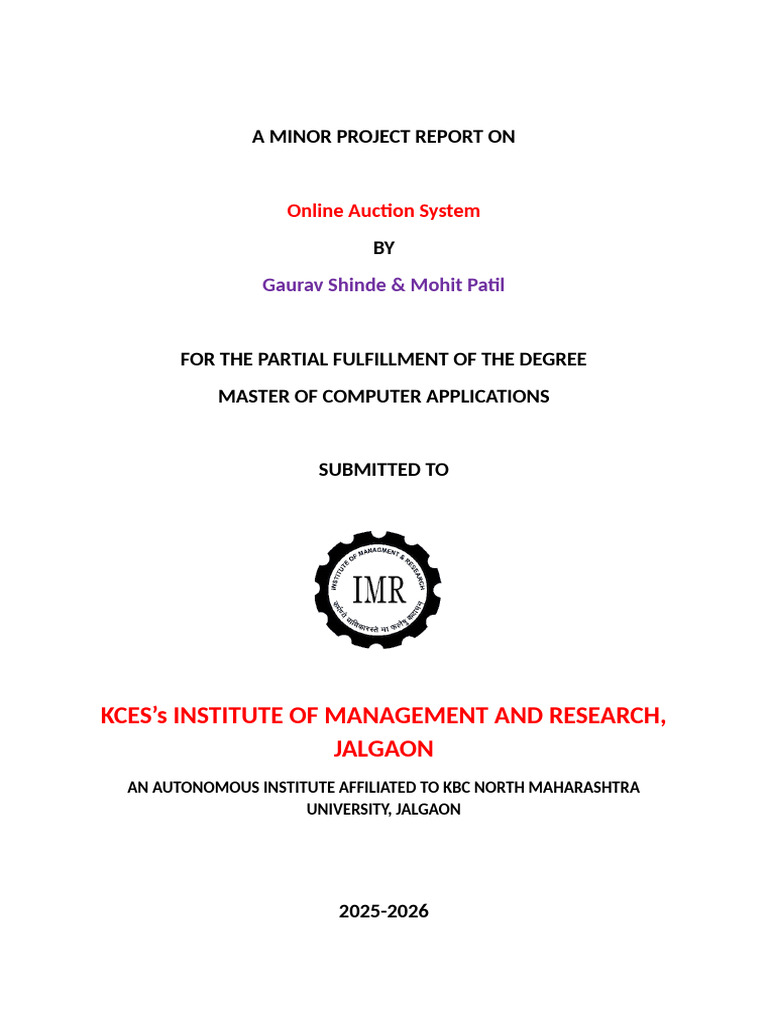 Online Auction System Project Report | PDF | Software Testing | Databases