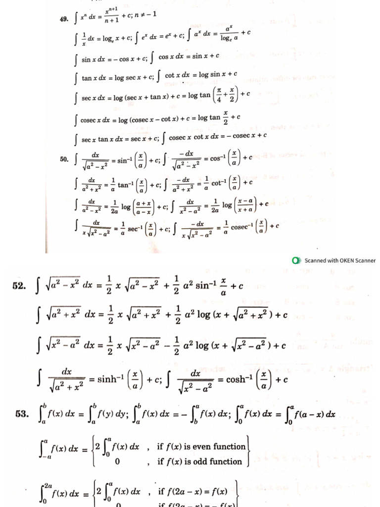 Integration Formulas | PDF