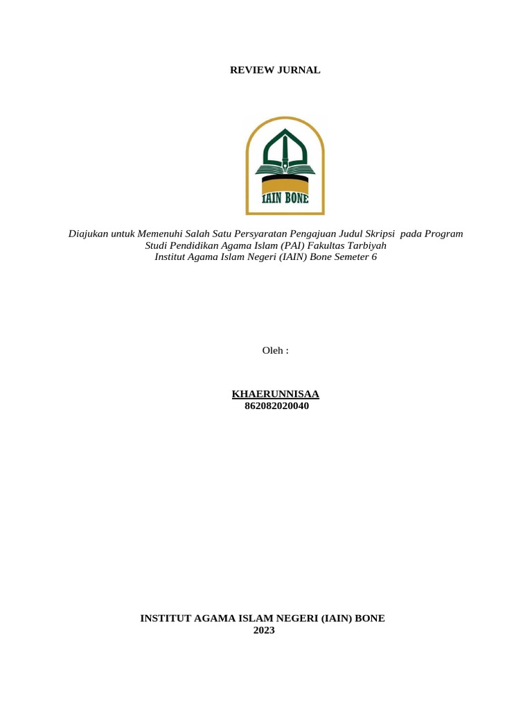 Review Jurnal Pendidikan Agama Islam | PDF