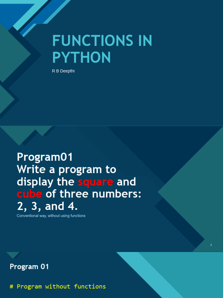 Python Functions: Square and Cube Example | PDF | Parameter (Computer ...