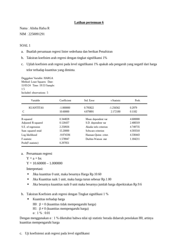 Latihan Pertemuan 6 Statlit | PDF