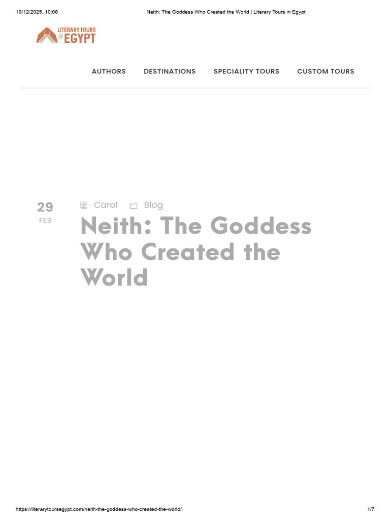 Neith: Ancient Egyptian Creation Goddess | PDF | Horus | Mythology