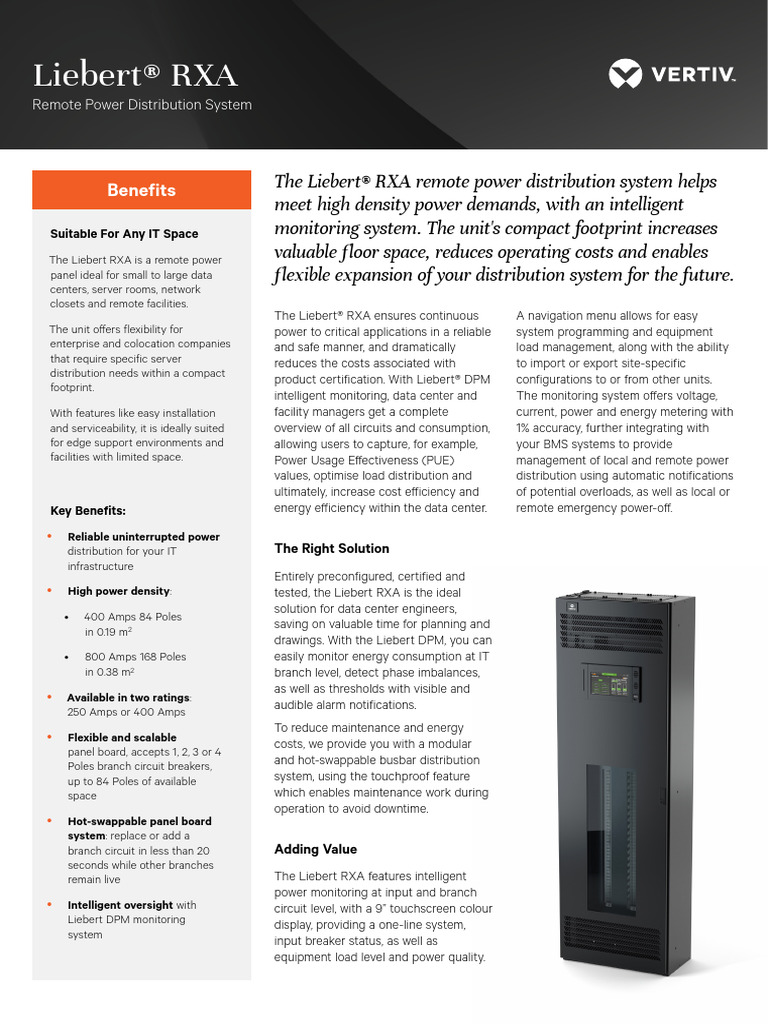 Liebert RXA: Remote Power Panel Solutions | PDF | Data Center ...