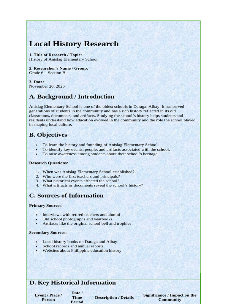 History of Anislag Elementary School | PDF